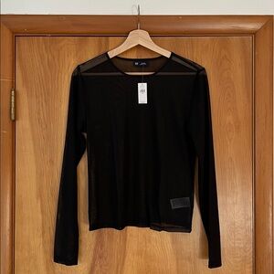 GAP Black Sheer Mesh Long Sleeve Shirt Size Medium NWT